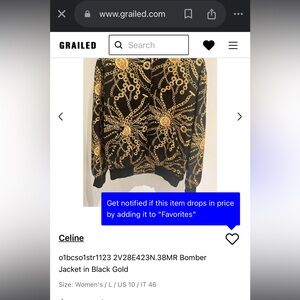 Celine Black / Gold, Casaque with foulard print Bomber Jacket, 2V28E423N.38MR